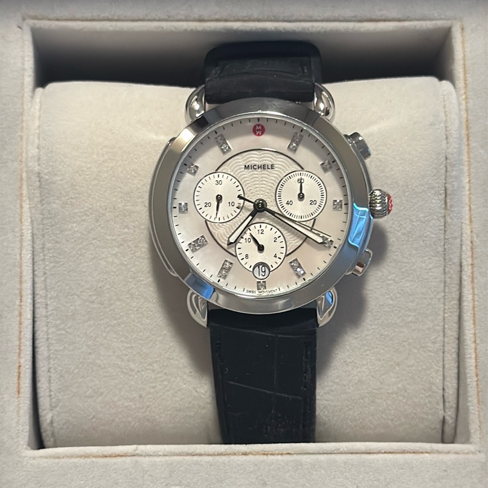 Michele Watch Sporty Sport Sail black Silicone Watch with Diamonds